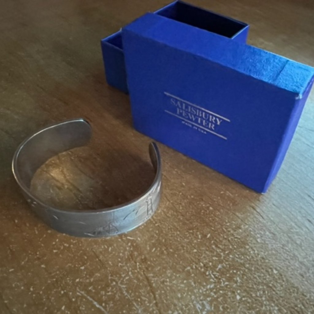 Salisbury Pewter Cuff Bracelet With Lighthouse Etchings